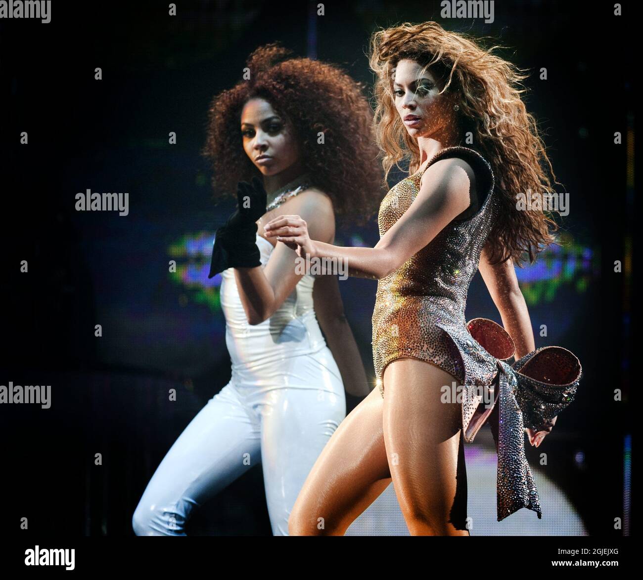 Beyonce performs during her concert at the Globen Arena in Stockholm
