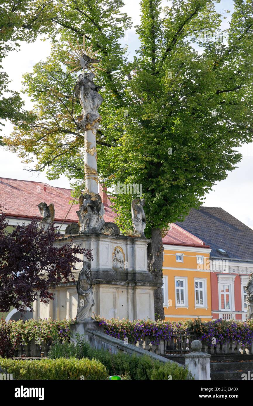 The Trinity Column in Waidhofen an der Thaya Stock Photo