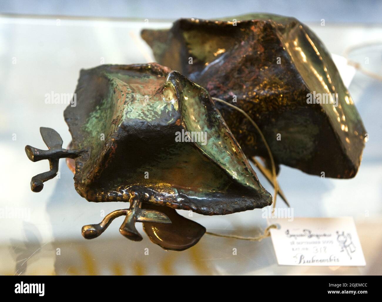 Ingmar Bergman's Guldbagge (a Swedish film award) is seen on display at the Bukowski's Auction House in Stockholm, Sweden. Bergman's private belongings will go on sale at auction September 28, 2009. Stock Photo
