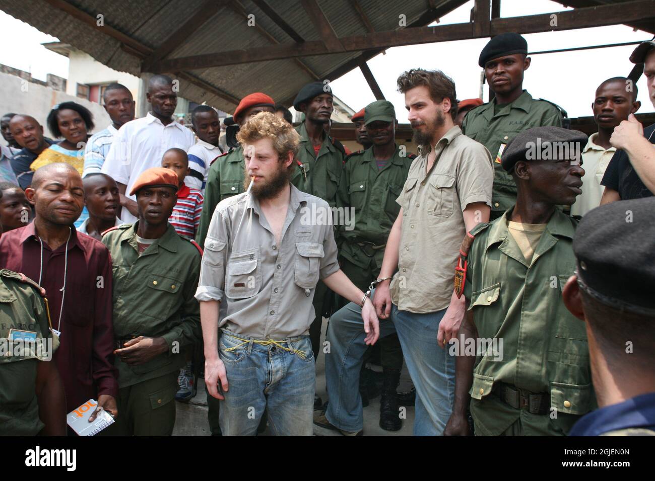 Norwegians Tjostolv Moland and Joshua French who are on trial for murder in Kisangani, Congo have been sentenced to death. Stock Photo