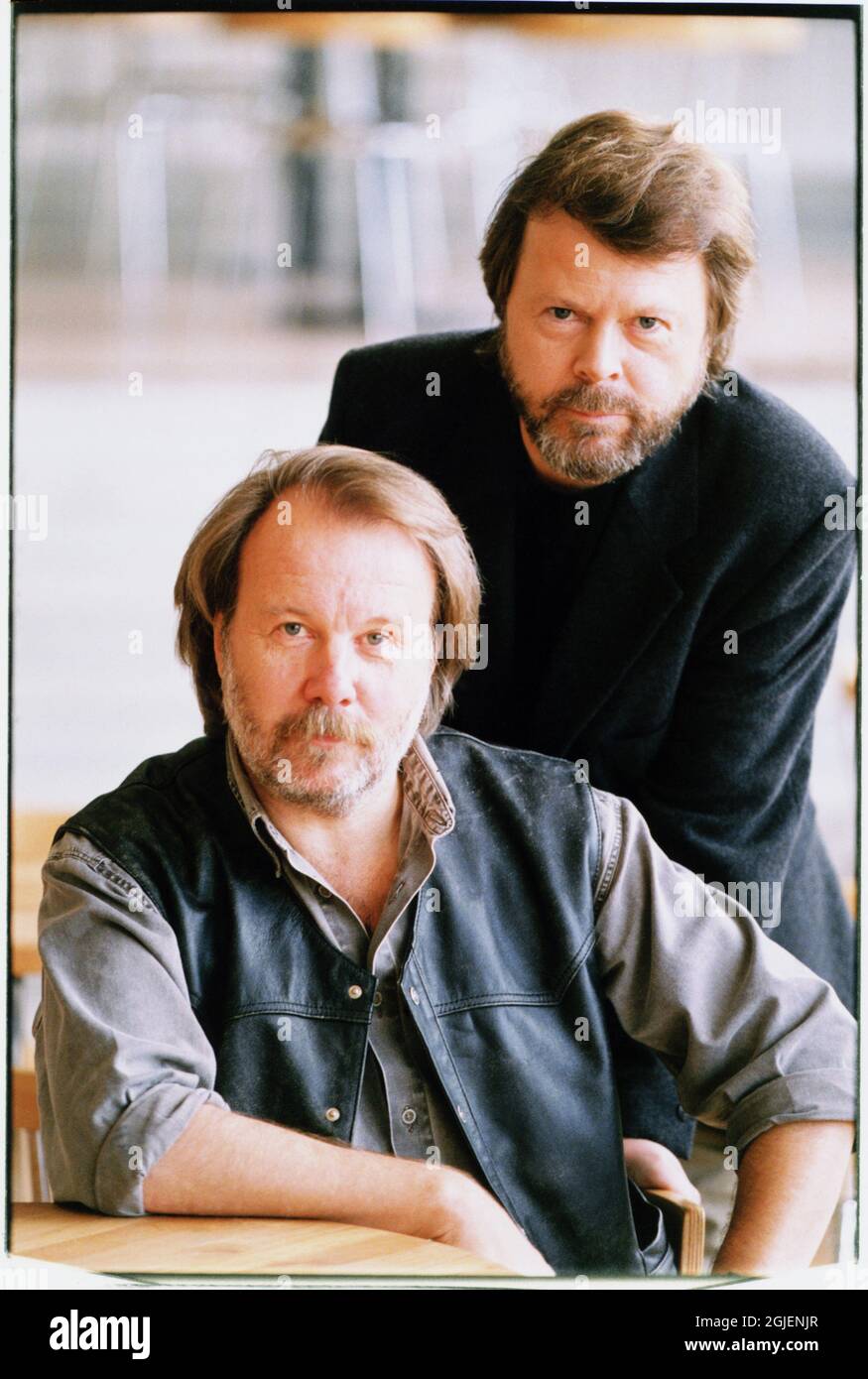 Bjorn Ulvaeus and Benny Andersson members of swedish pop group Abba. Stock Photo