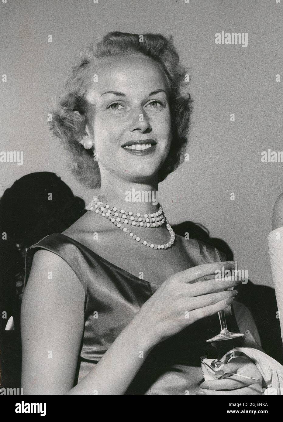 An undated picture of Miss Gunilla von Post at a pool party. Stock Photo