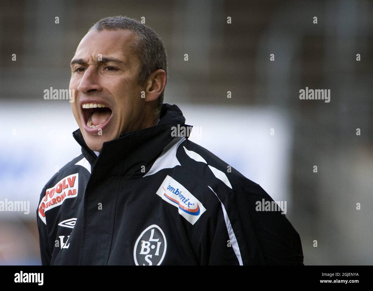 Landskrona Bois Manager Henrik Larsson On The Touchline During His 