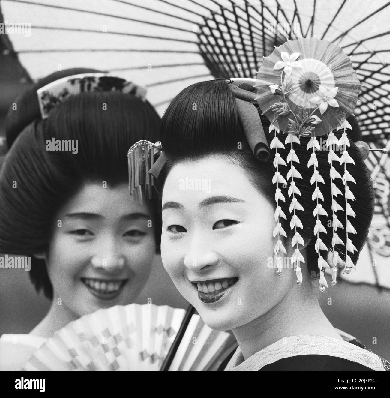 Geisha's in Kyoto, Japan. Two of Kyoto's 700 geishas. There are 26,000