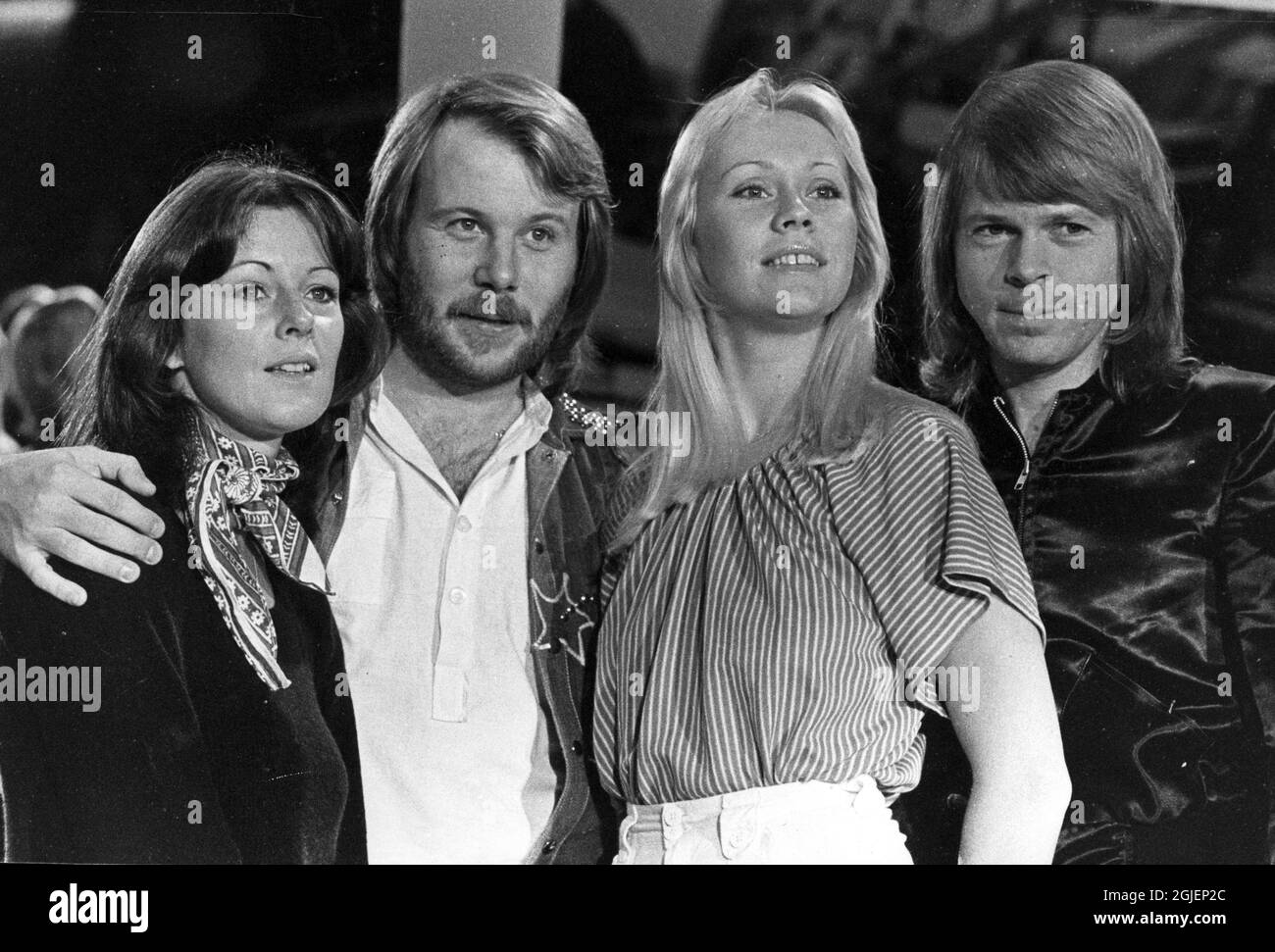 Swedish pop group Abba, from left Anni-Frid Lyngstad, Benny Andersson,  Agnetha Faltskog and Bjorn Ulvaeus Stock Photo - Alamy