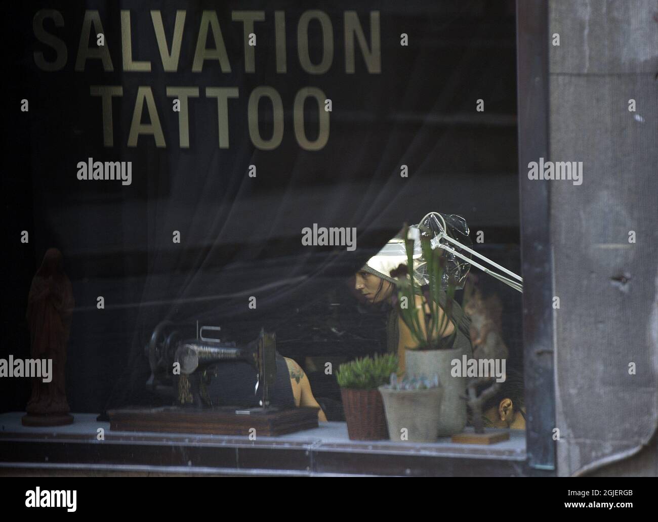 Rooney Mara is seen in a tattoo parlour in Stockholm, Sweden. Mara plays  the role of Lisbeth Salander in the movie \, image size:1300x1032