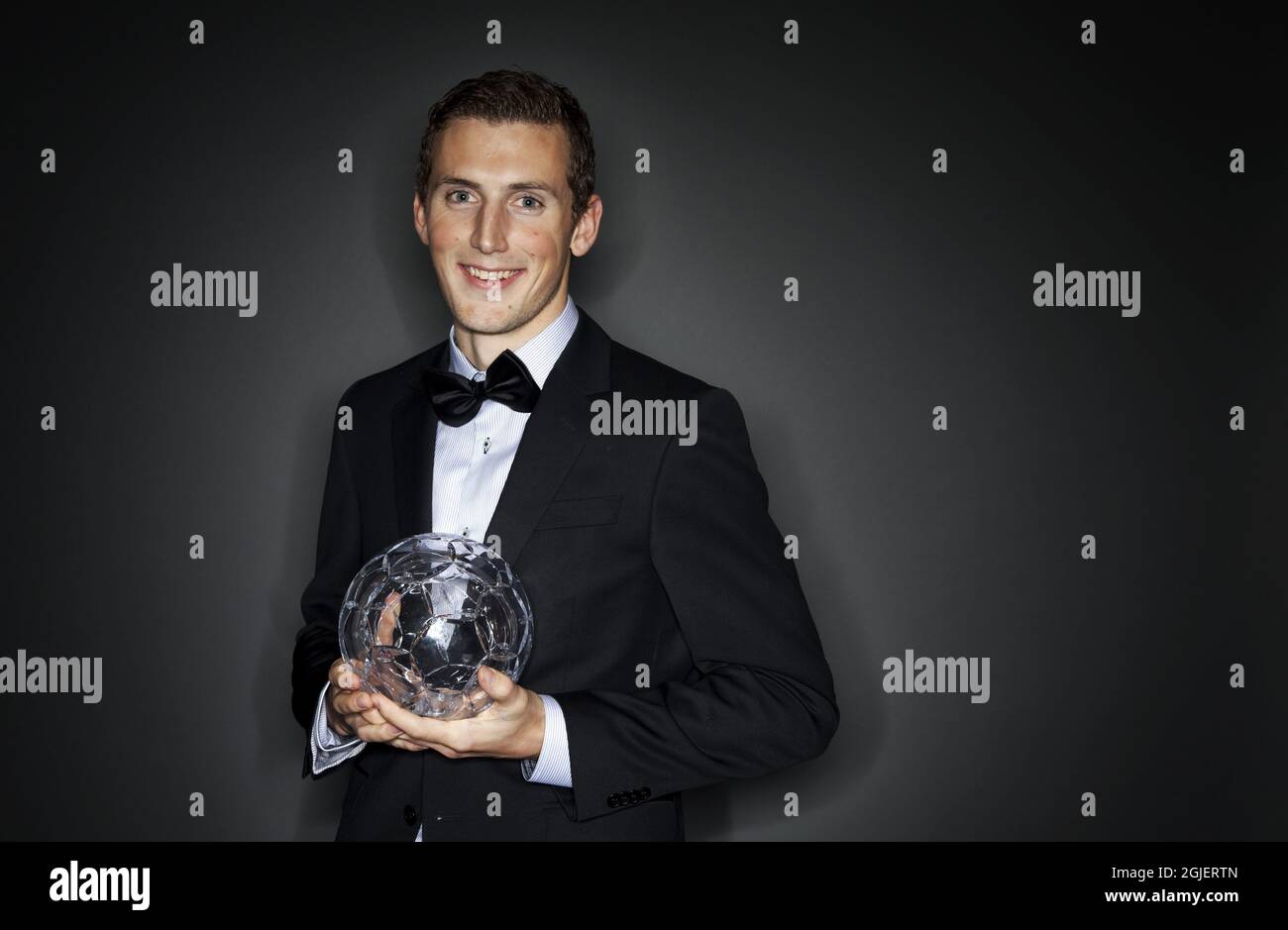 Alexander Gerndt of Helsingborgs IF with his award for goal scorer and player of the year. Stock Photo