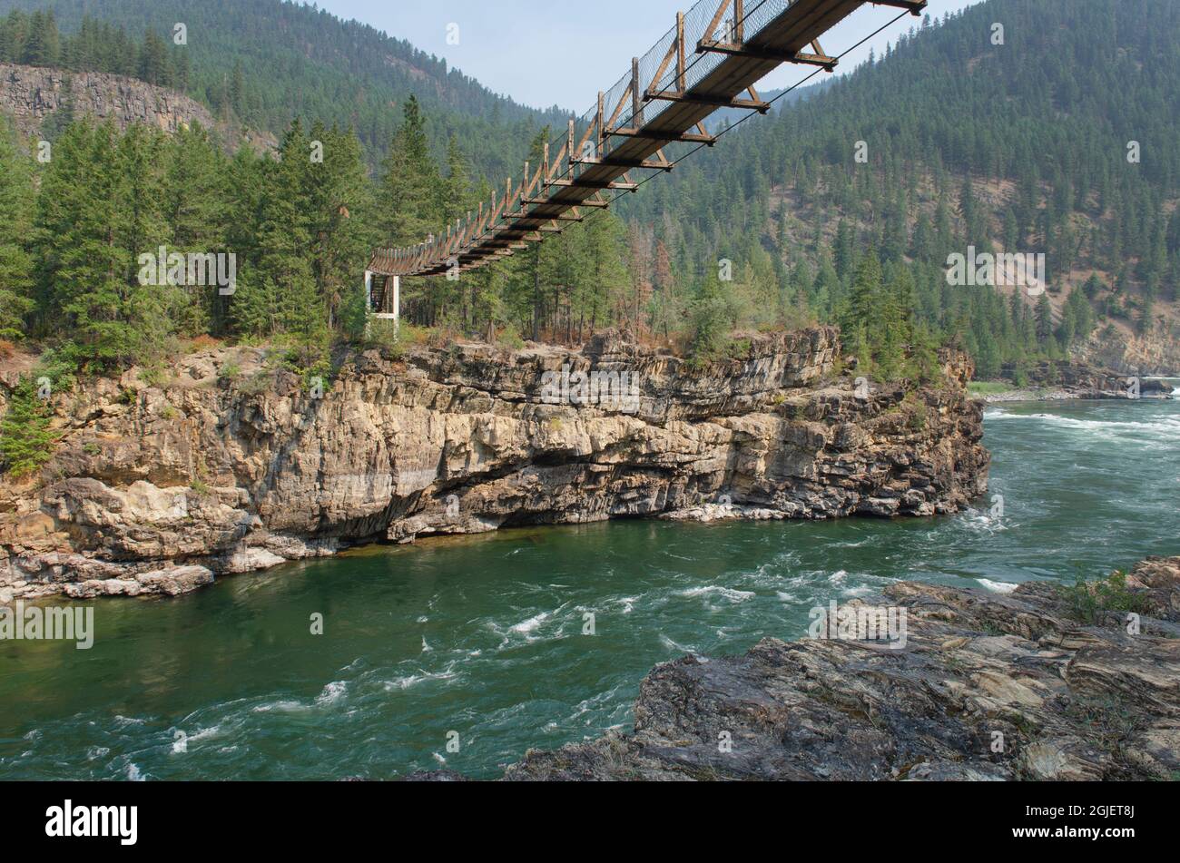 Kootenai falls swinging bridge hi-res stock photography and images - Alamy