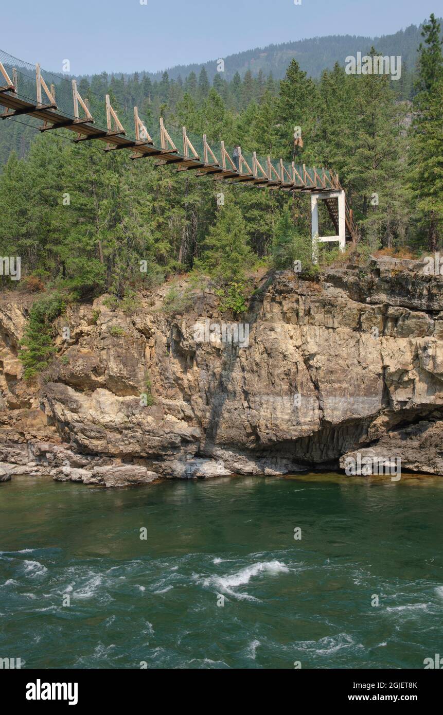 Kootenai falls swinging bridge hi-res stock photography and images - Alamy
