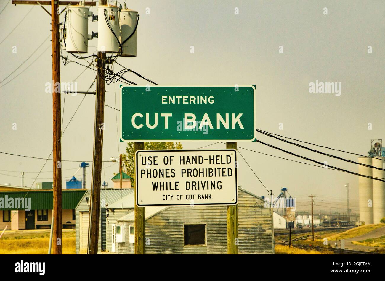 USA, Montana, Cut Bank, City identification sign Stock Photo Alamy