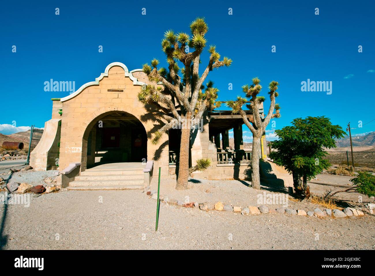 USA, Nevada, Rhyolite, Las Vegas and Tonopah Railroad Depot Stock Photo