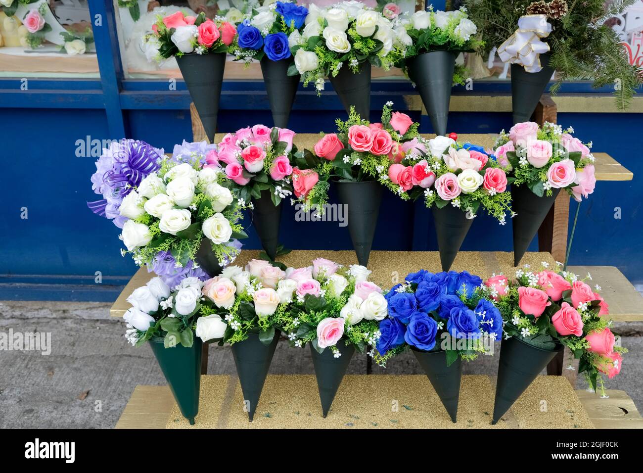 Staten Island, Stapleton district. New York. Multicolored roses at a