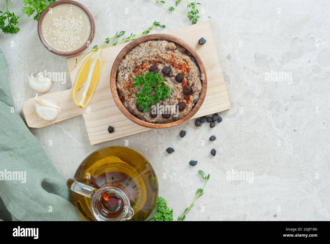 Hummus of chickpeas and black chickpeas Stock Photo Alamy
