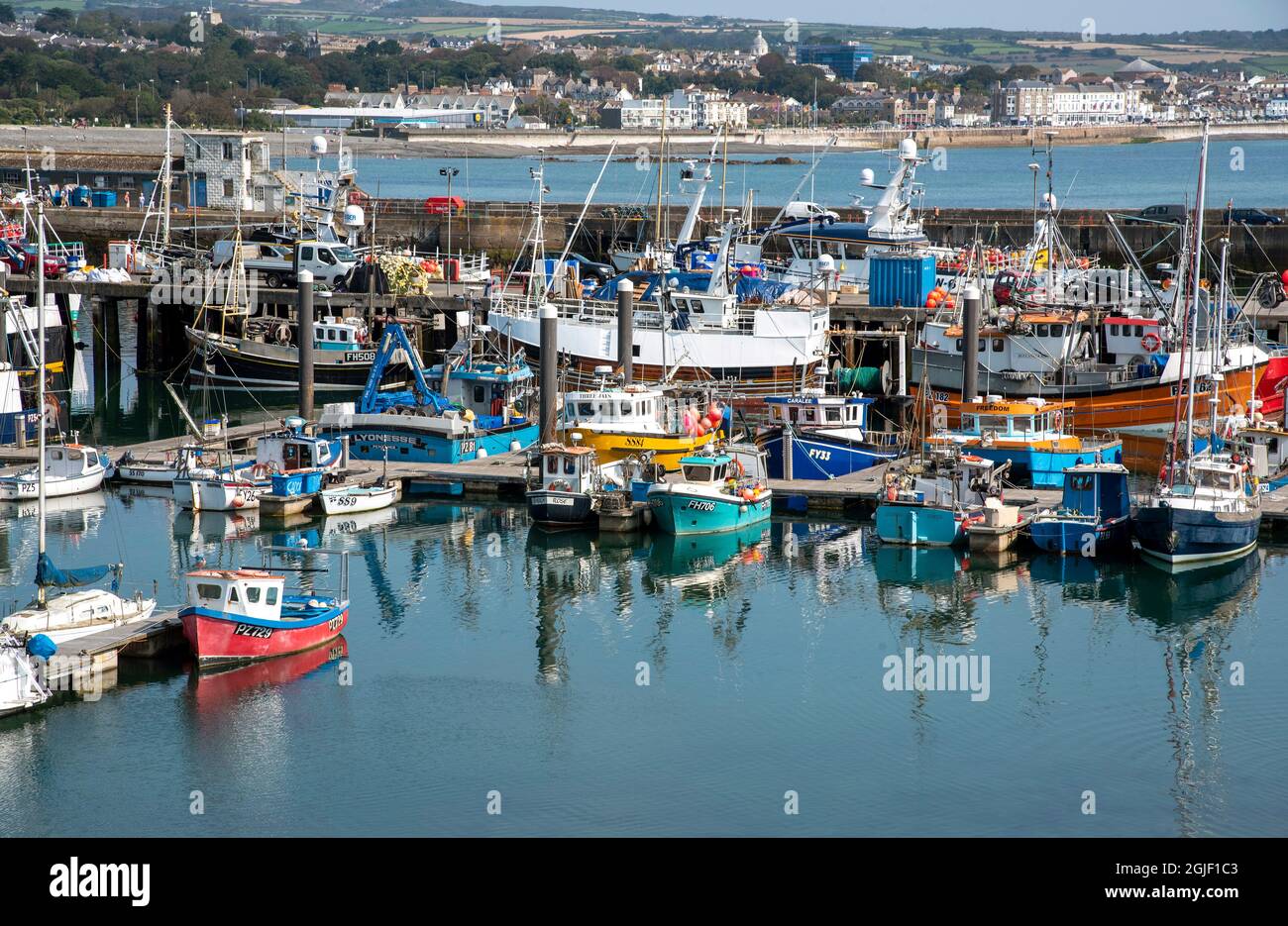 Newlyn, Cornwall, England, UK. 2021. Overview of Englands' largest
