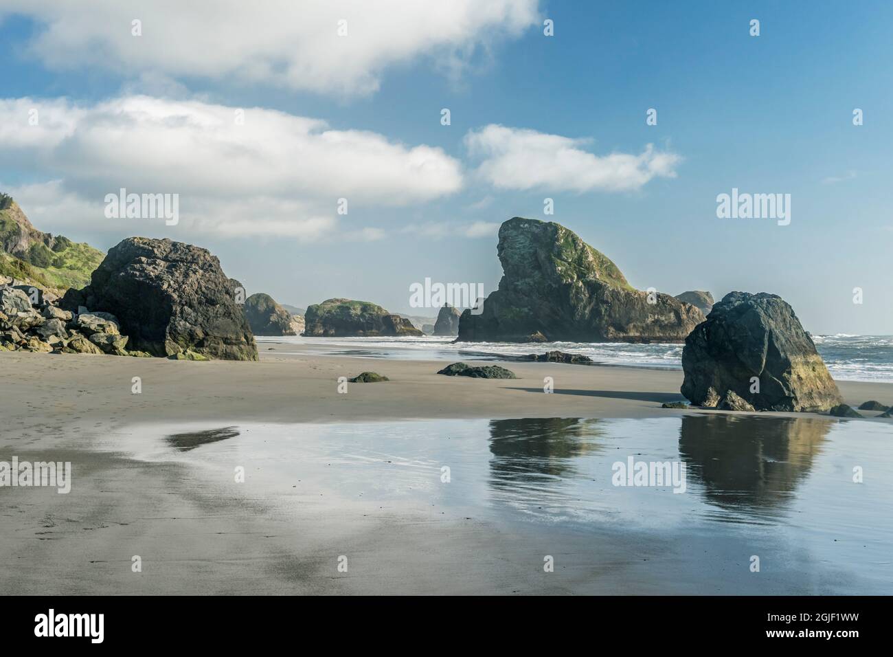 Oregon, Pistol River State Scenic Viewpoint, Meyers Beach Stock Photo