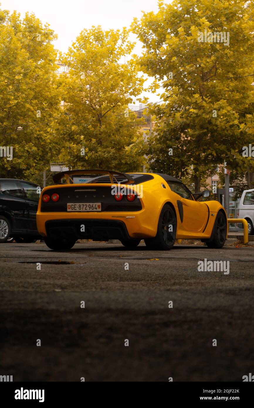 Yellow lotus sports car hires stock photography and images Alamy