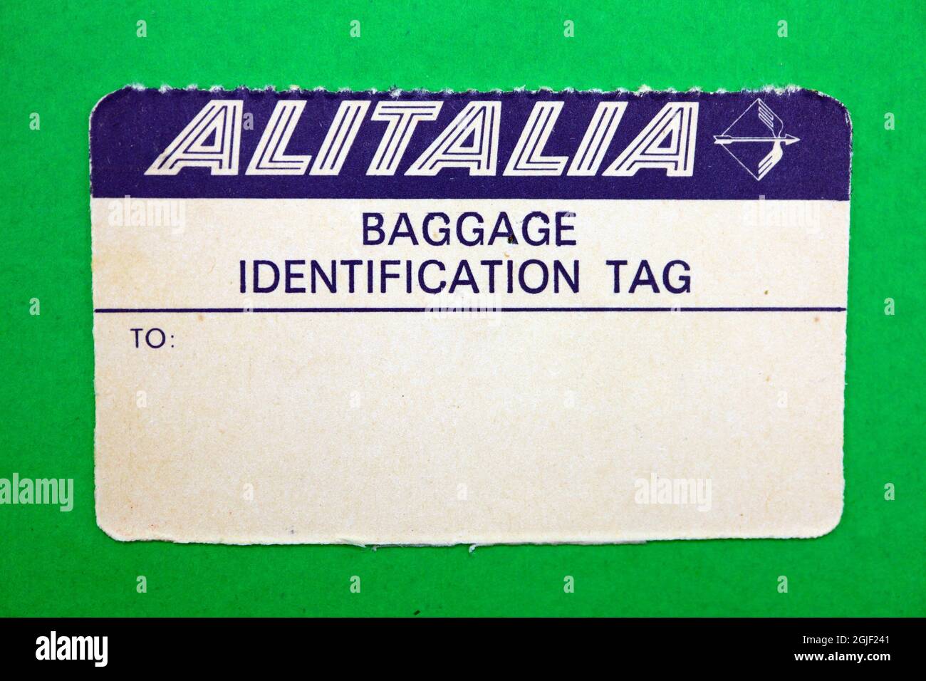 ALITALIA airlines, vintage baggage identification tag Stock Photo Alamy