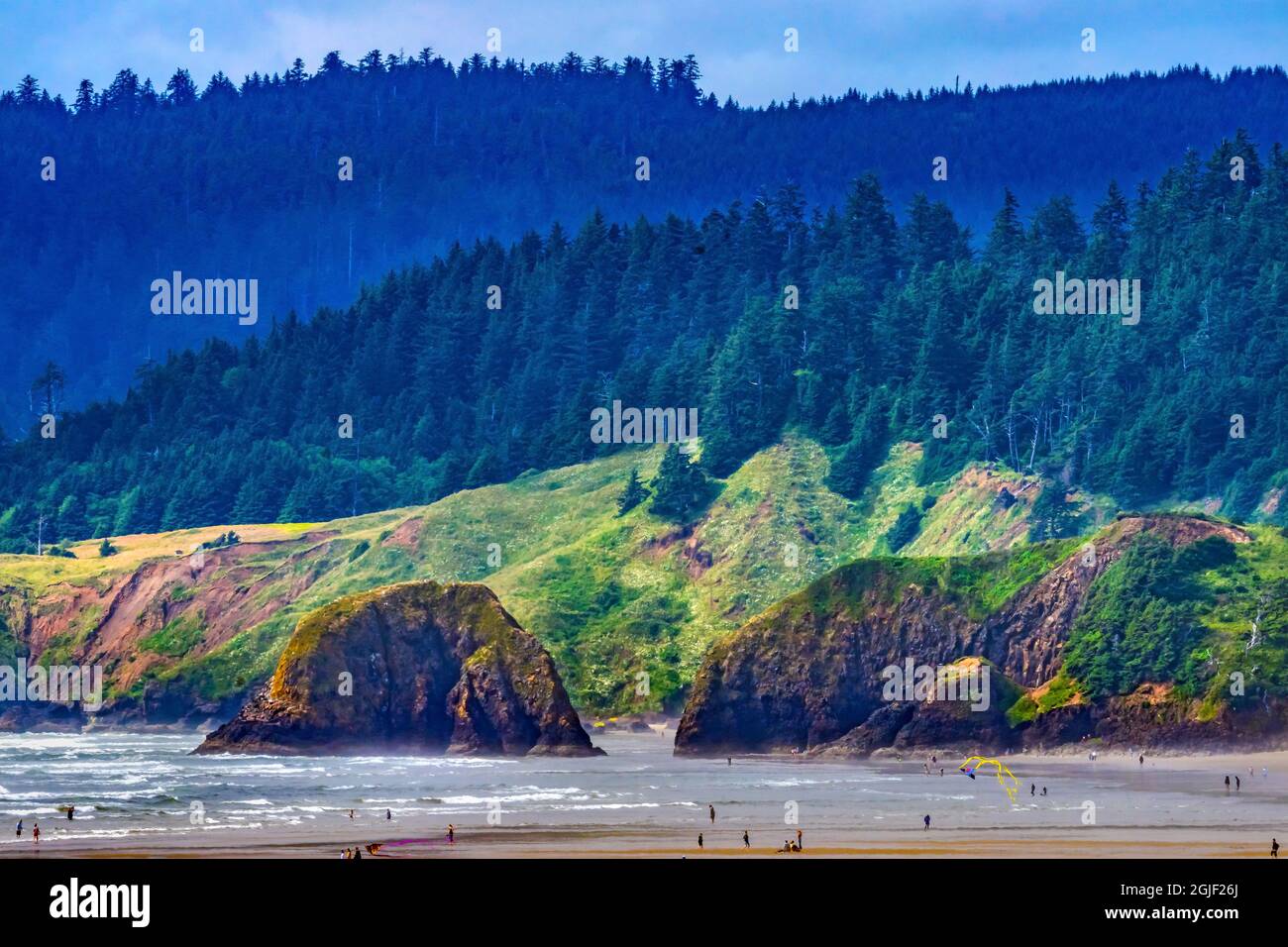 Colorful cliffs, Canon Beach, Clatsop County, Oregon. Originally discovered by Clark of Lewis Clark in 1805 Stock Photo