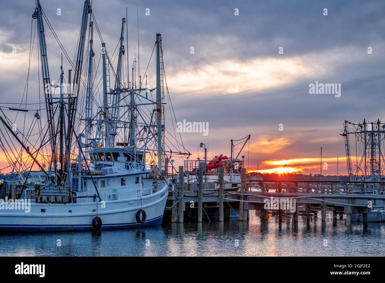 Fishing boats on Port Royal Sound, Port Royal, South Carolina Stock