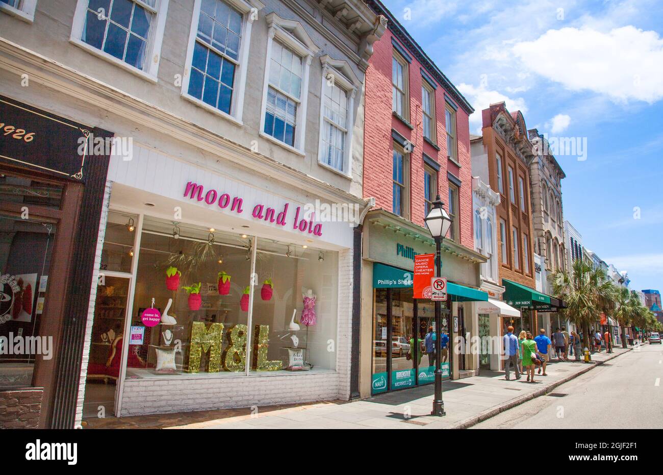 Shops and stores on King Street in Charleston, South Carolina, USA