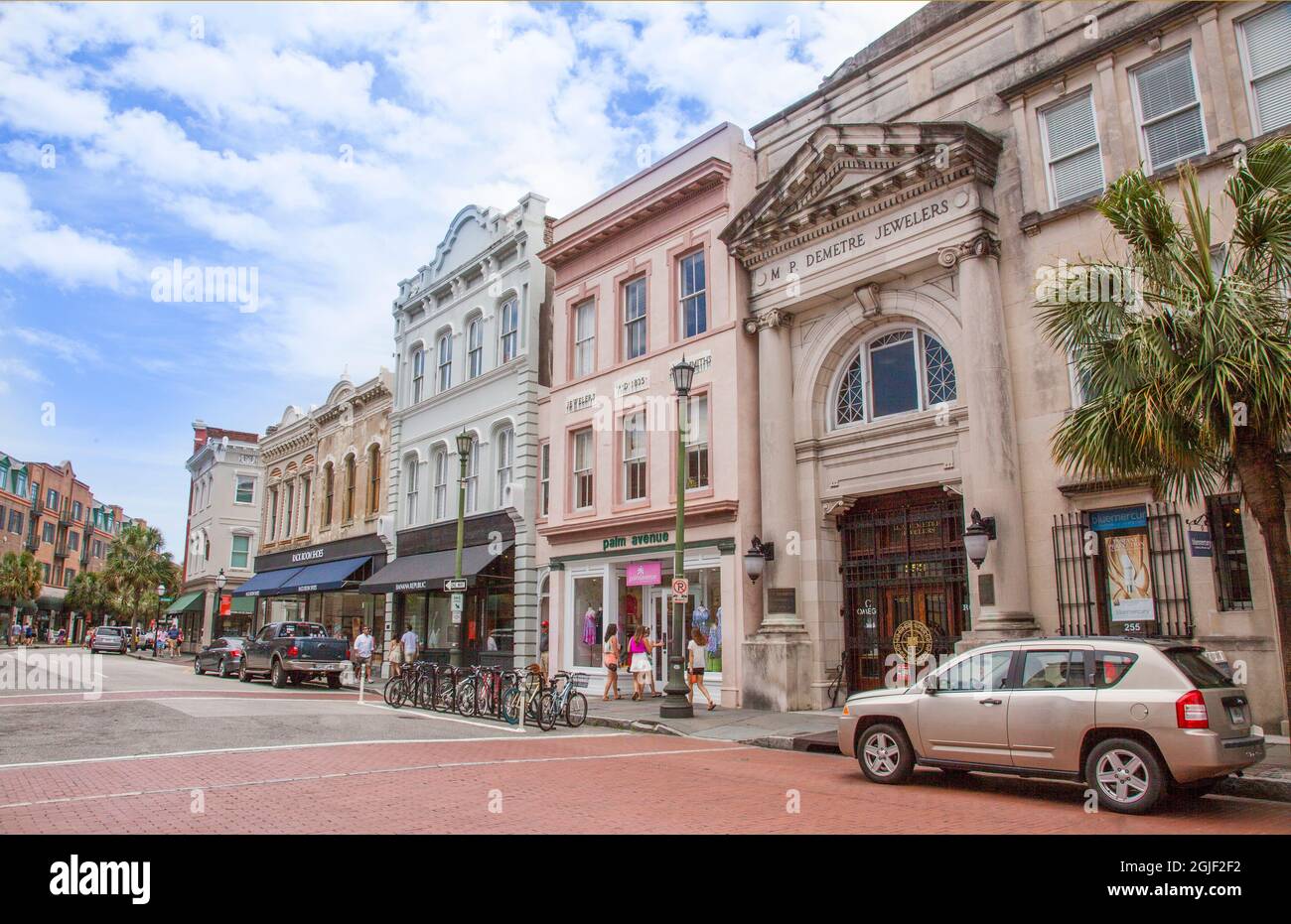 Shops and stores on King Street in Charleston, South Carolina, USA