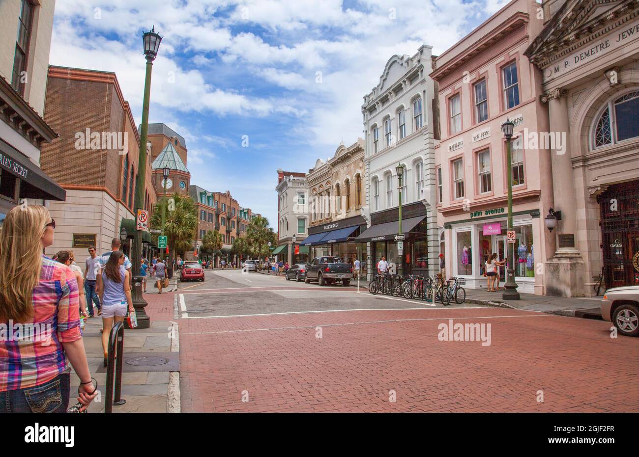 Shops and stores on King Street in Charleston, South Carolina, USA