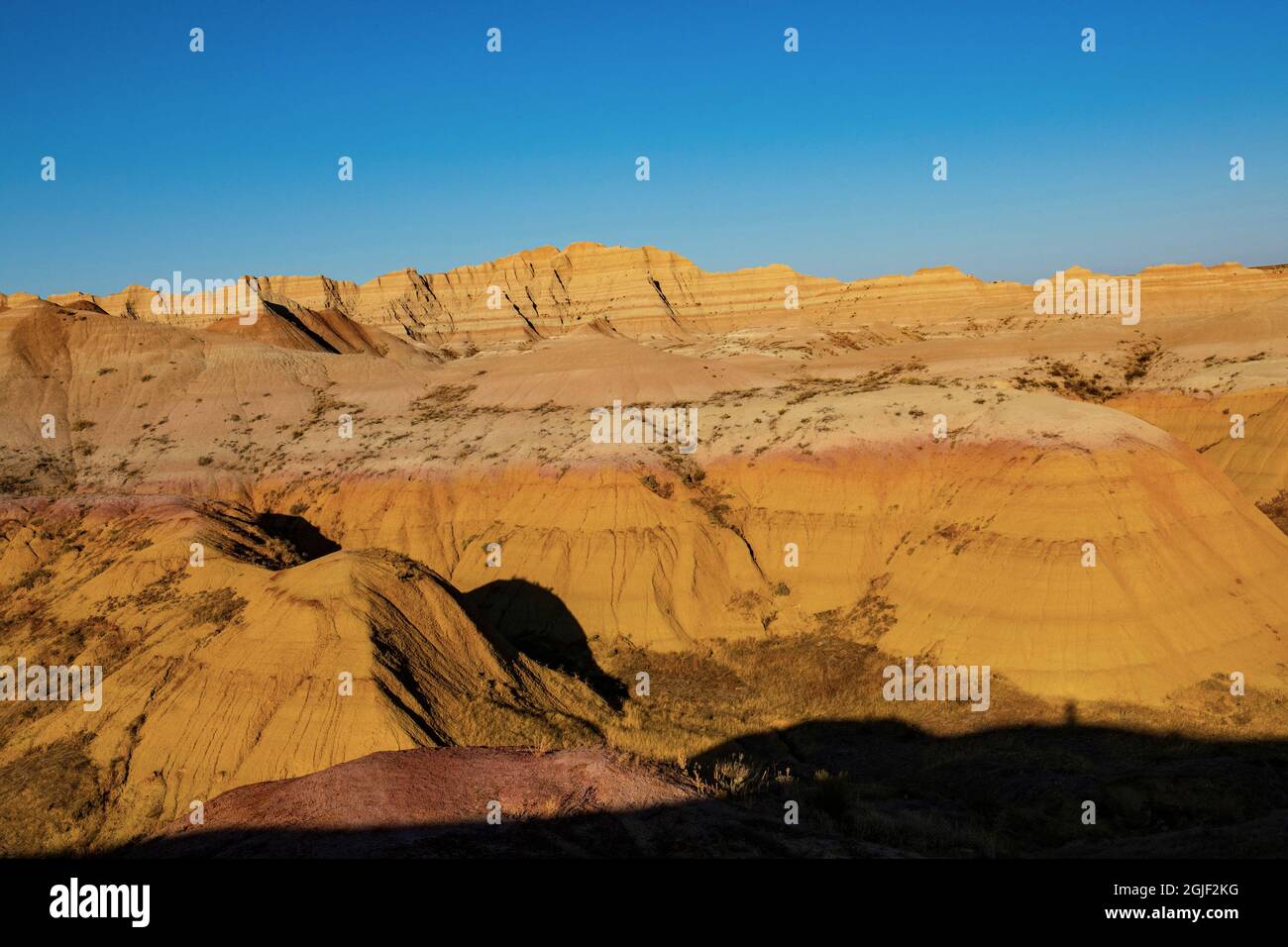 USA, South Dakota, Badlands National Park, yellow mounds from overlook