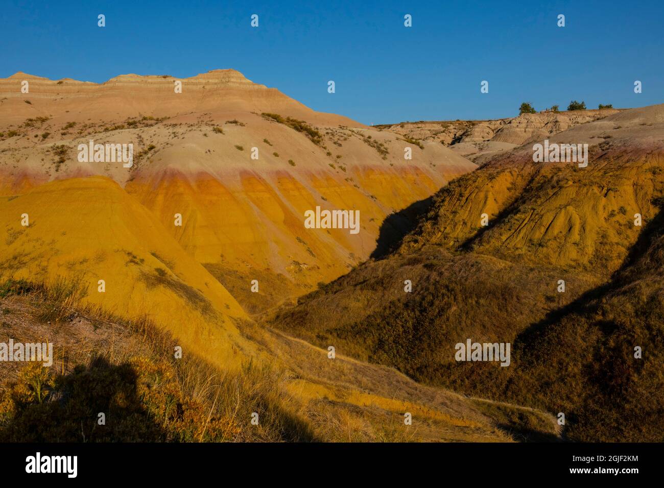 USA, South Dakota, Badlands National Park, yellow mounds from overlook