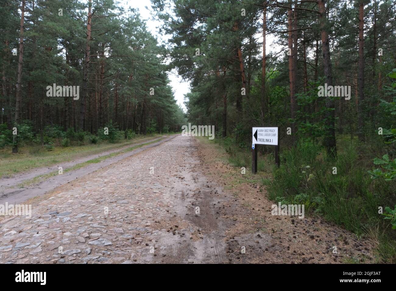 Treblinka, Poland - July 22, 2021: Extermination, execution and labor camp Treblinka. The Black Road made by prisoners. Memorial site. Stock Photo
