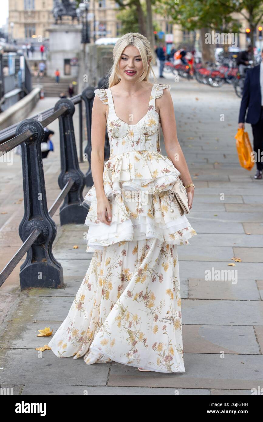 London, UK. 09th Sep, 2021. Georgia Toffolo seen at Westminster Pier as she goes to the NTA's (National television awards) by Uber Boat. (Photo by Phil Lewis/SOPA Images/Sipa USA) Credit: Sipa USA/Alamy Live News Stock Photo