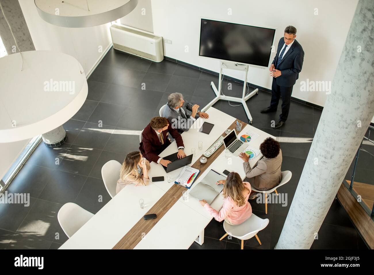 Aerial view of people meeting hi-res stock photography and images - Alamy