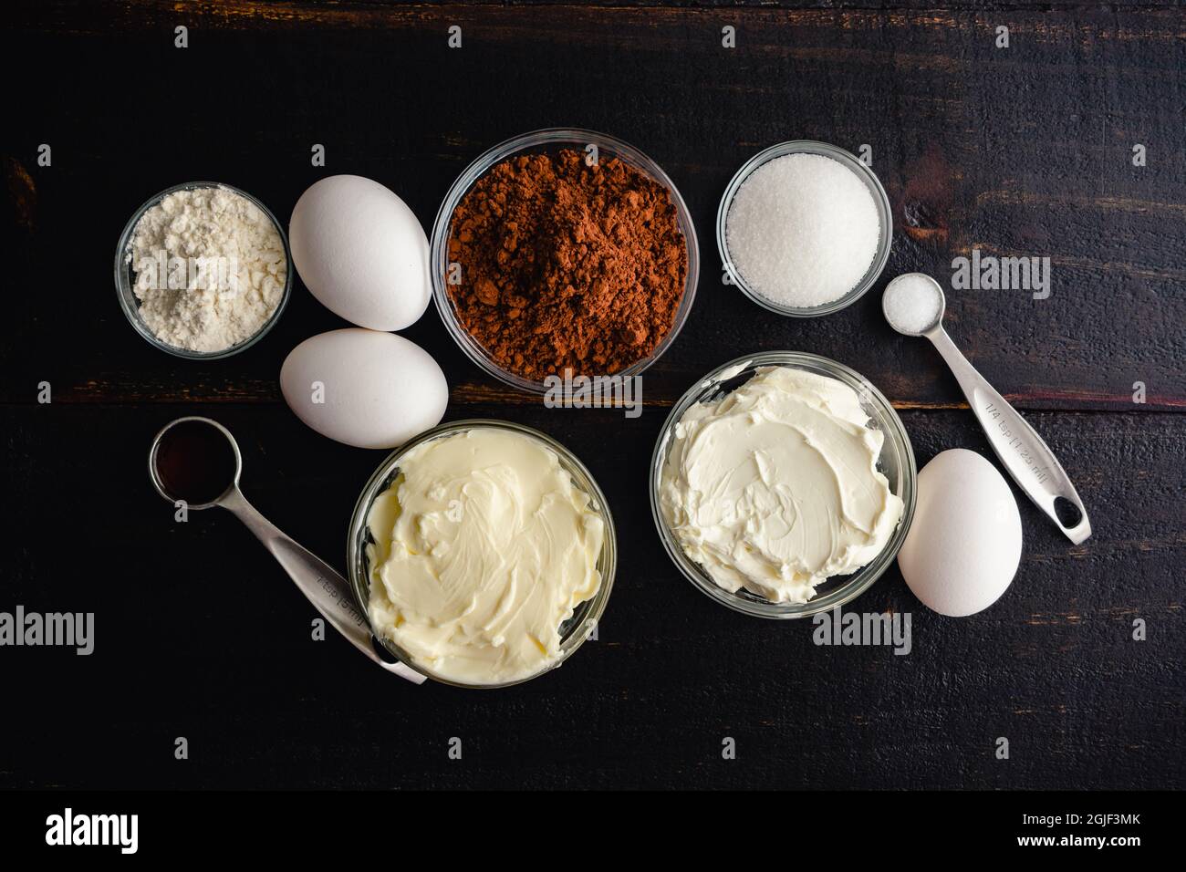 Ingredients for Brownies Topped with a Cream Cheese Swirl Cocoa powder, butter, and other