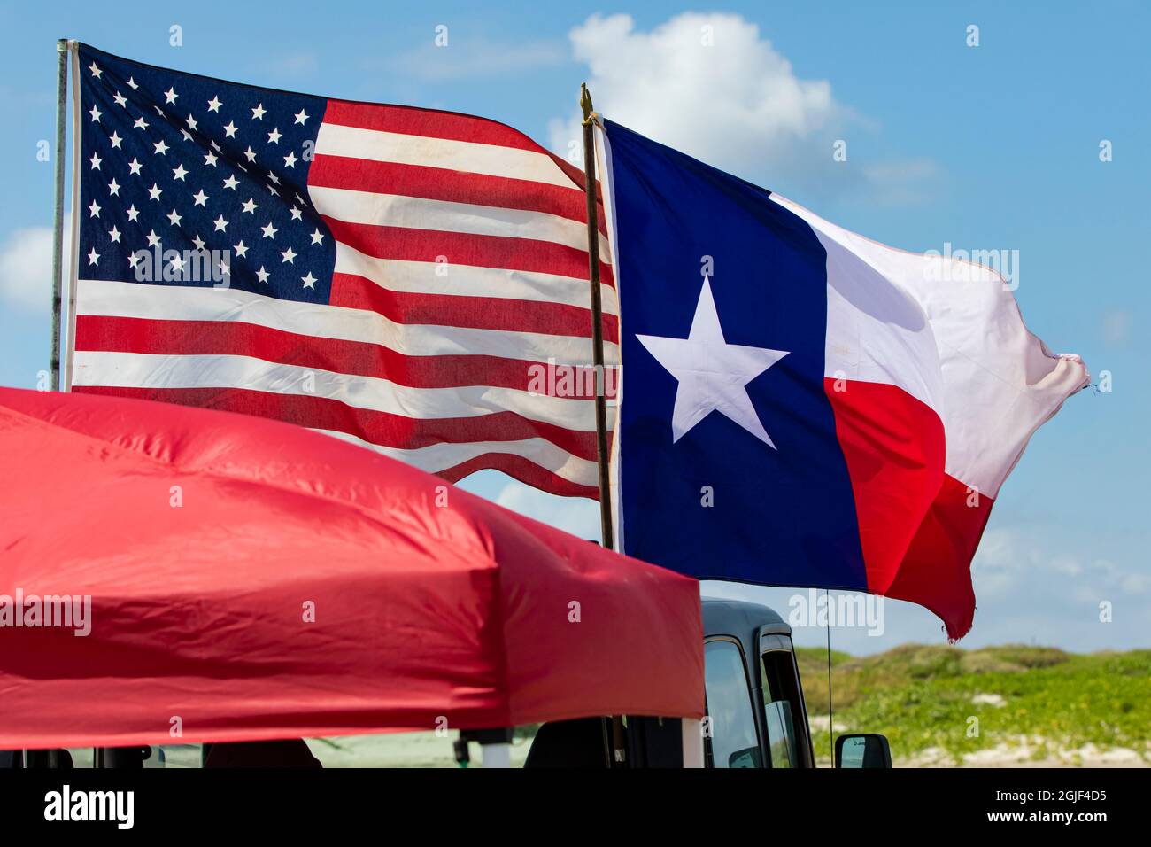 Flags on Corpus Christi and Padre Island Beach Stock Photo Alamy