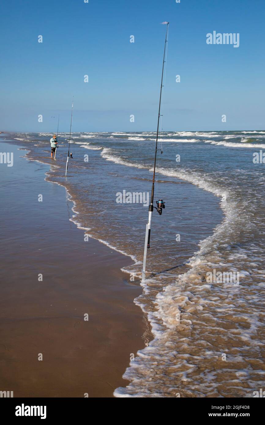 Surf fishing on Padre Island National Seashore (Editorial Use Only