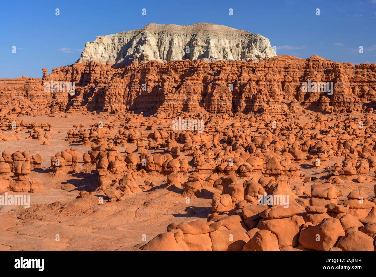 USA, Utah, Goblin Valley State Park, Strange, eroded hoodoo formations composed of Entrada Sandstone. Stock Photo