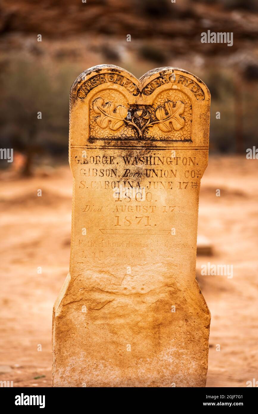 Tombstone in the Grafton Cemetery, Grafton ghost town, Utah, USA Stock