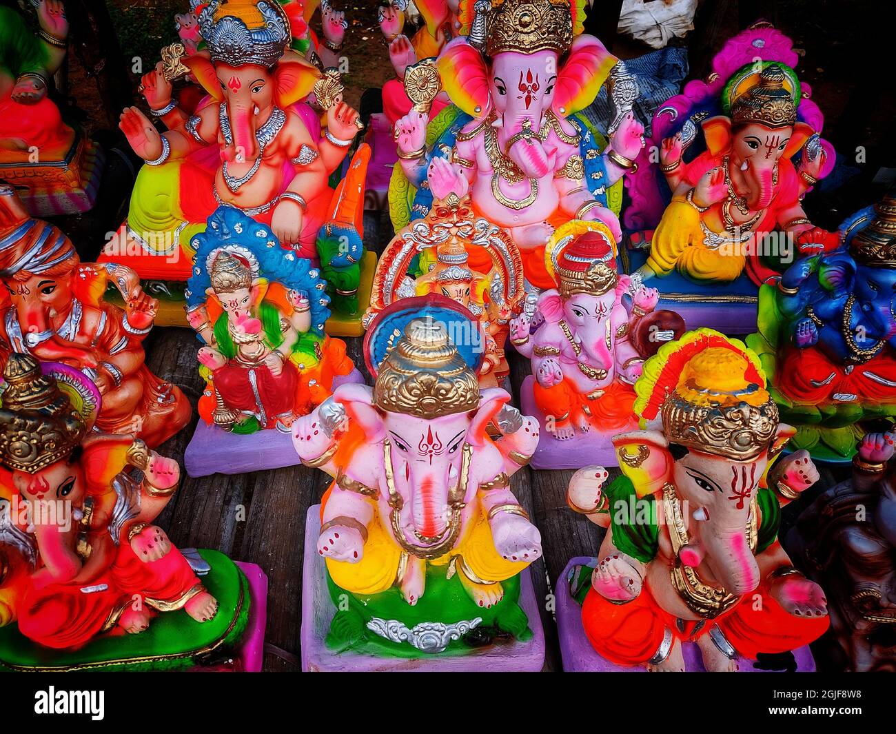 beautiful idol of lord ganesha during ganesh chaturthi celebration ...