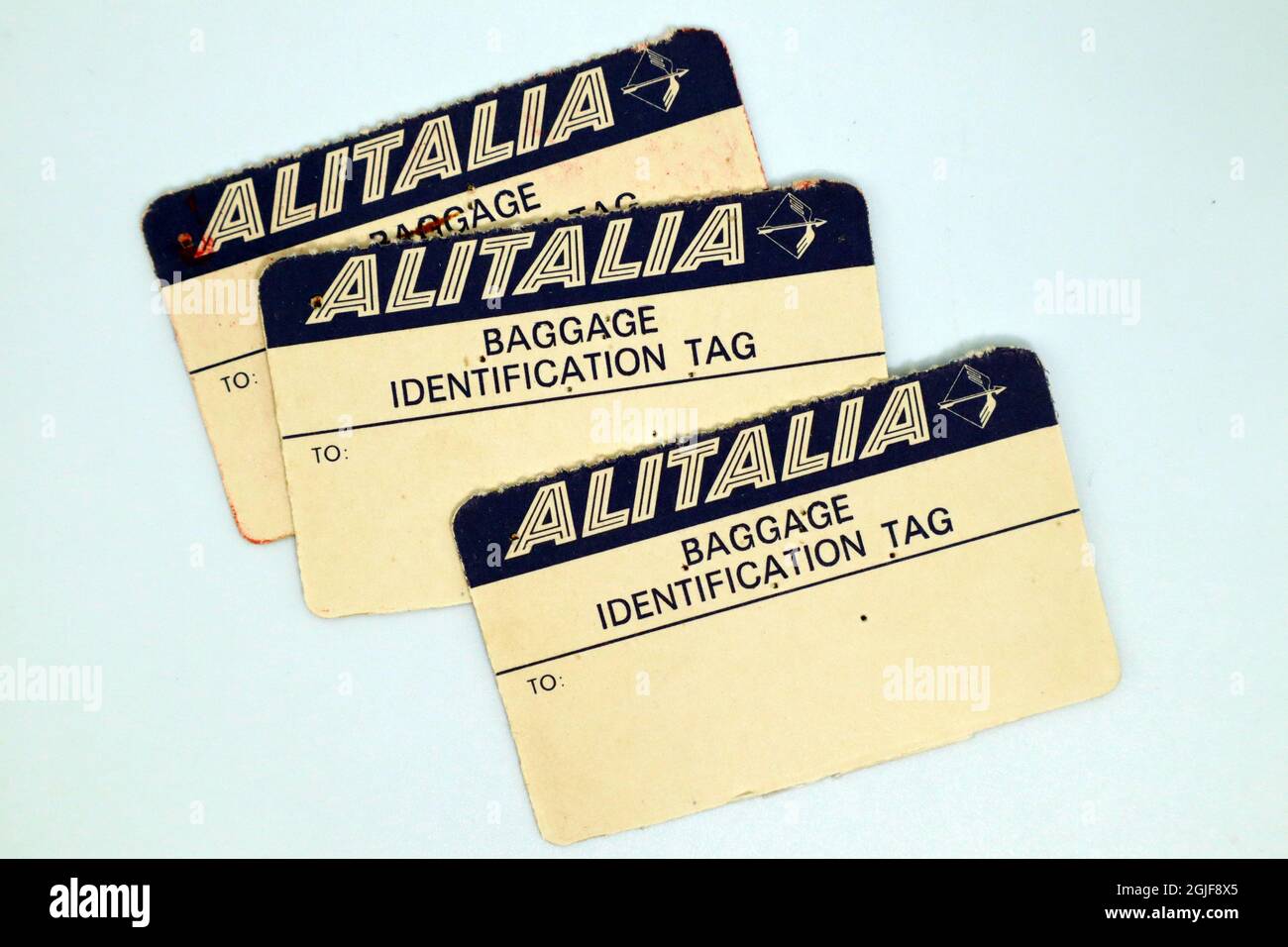 ALITALIA airlines, vintage baggage identification tags Stock Photo Alamy
