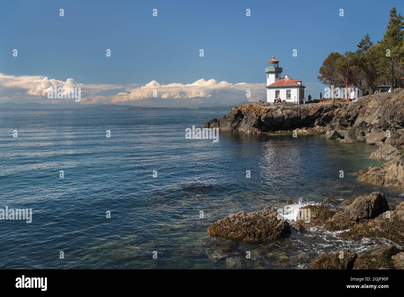 Lime Kiln Lighthouse, Lime Kiln Point State Park, San Juan Island, Washington State Stock Photo