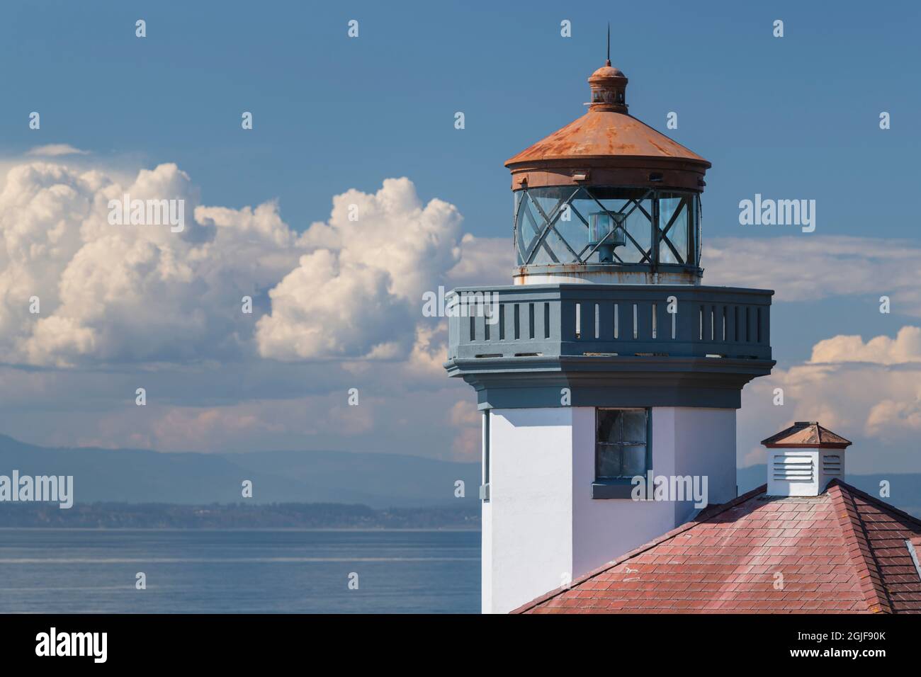 Lime Kiln Lighthouse, Lime Kiln Point State Park, San Juan Island, Washington State Stock Photo