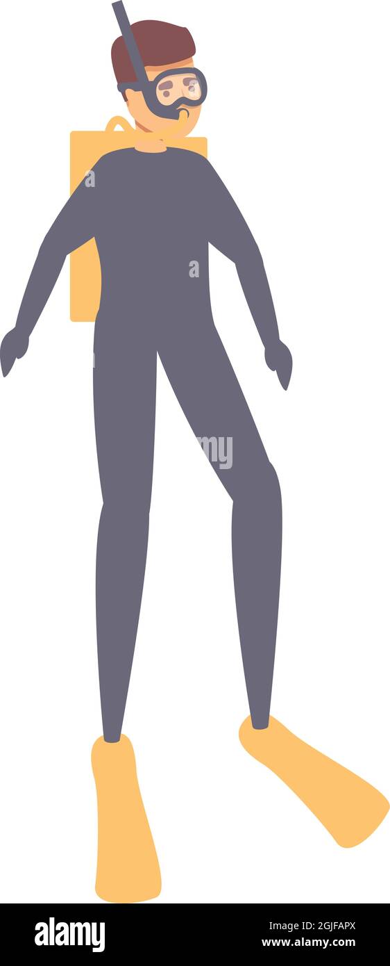 Scuba diving club icon cartoon vector. Sea diver. Dive suit Stock