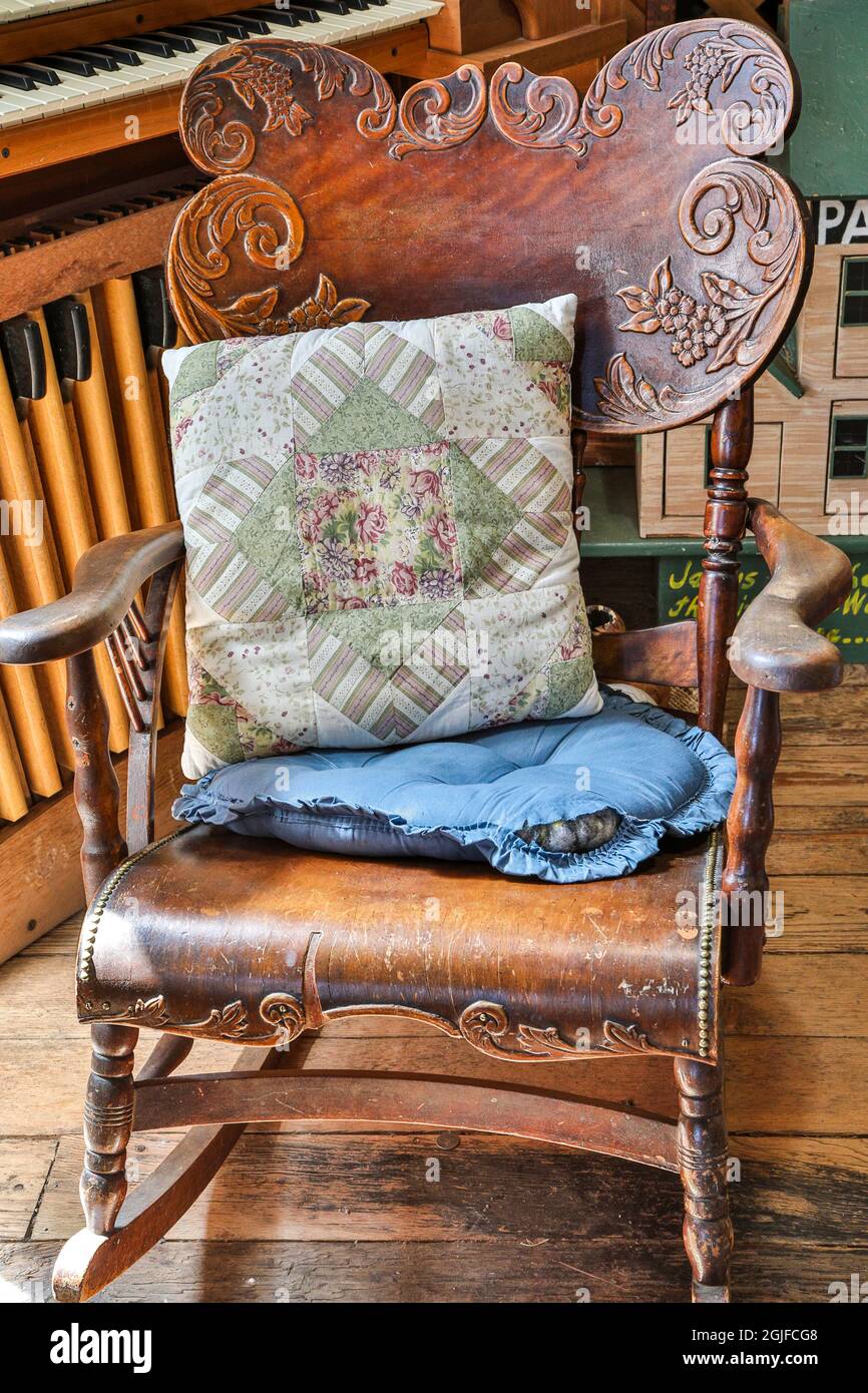 USA, Washington State, Pomeroy. Old rocker from a restored flour mill