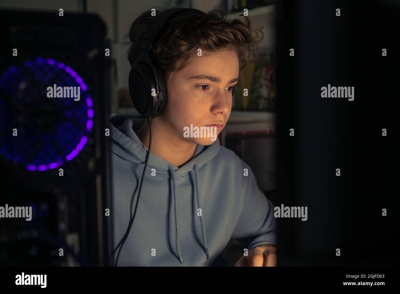 Video game streamers playing on their home console. Teenager playing
