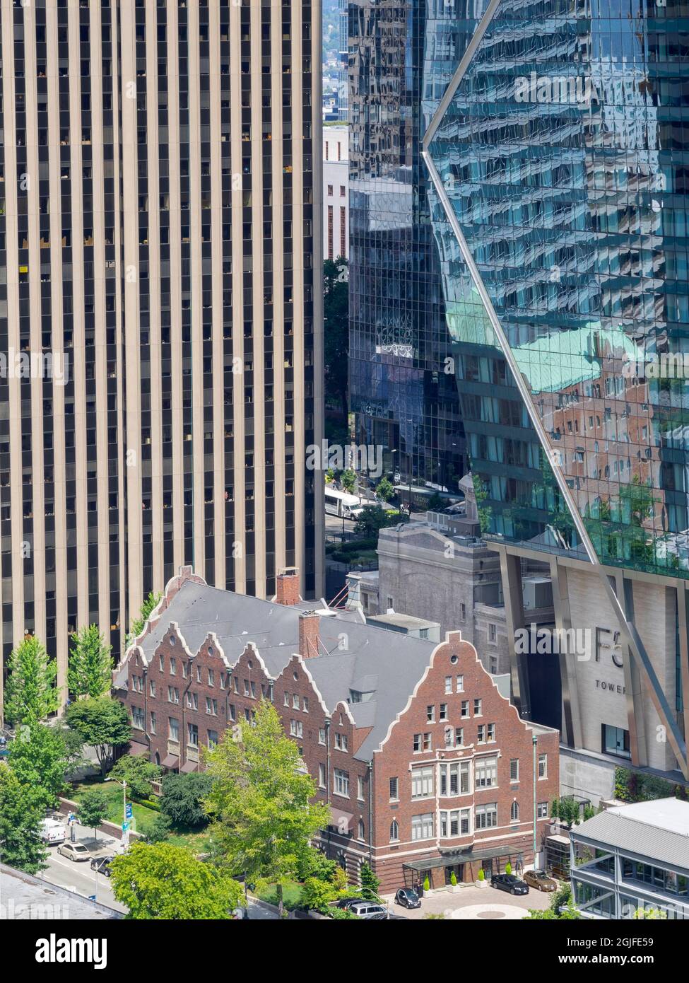 WA, Seattle, The Rainier Club (1904), surrounded by High-Rise buildings ...