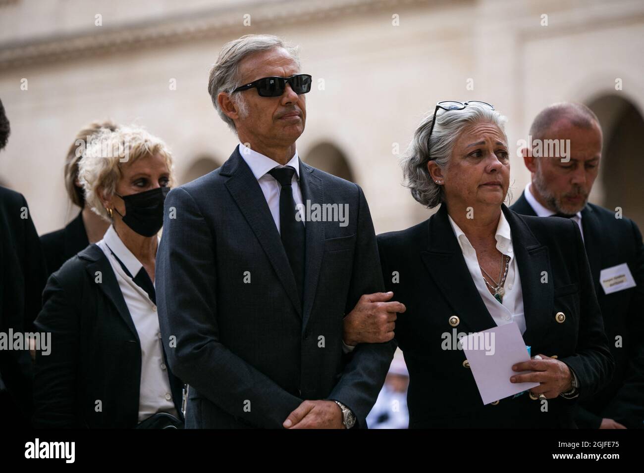 Paul Belmondo, his sister Florence Belmondo and family during Jean-Paul  Belmondo's national tribute held at the Hotel des Invalides in Paris,  France on September 9, 2021. French famous actor Jean-Paul Belmondo is