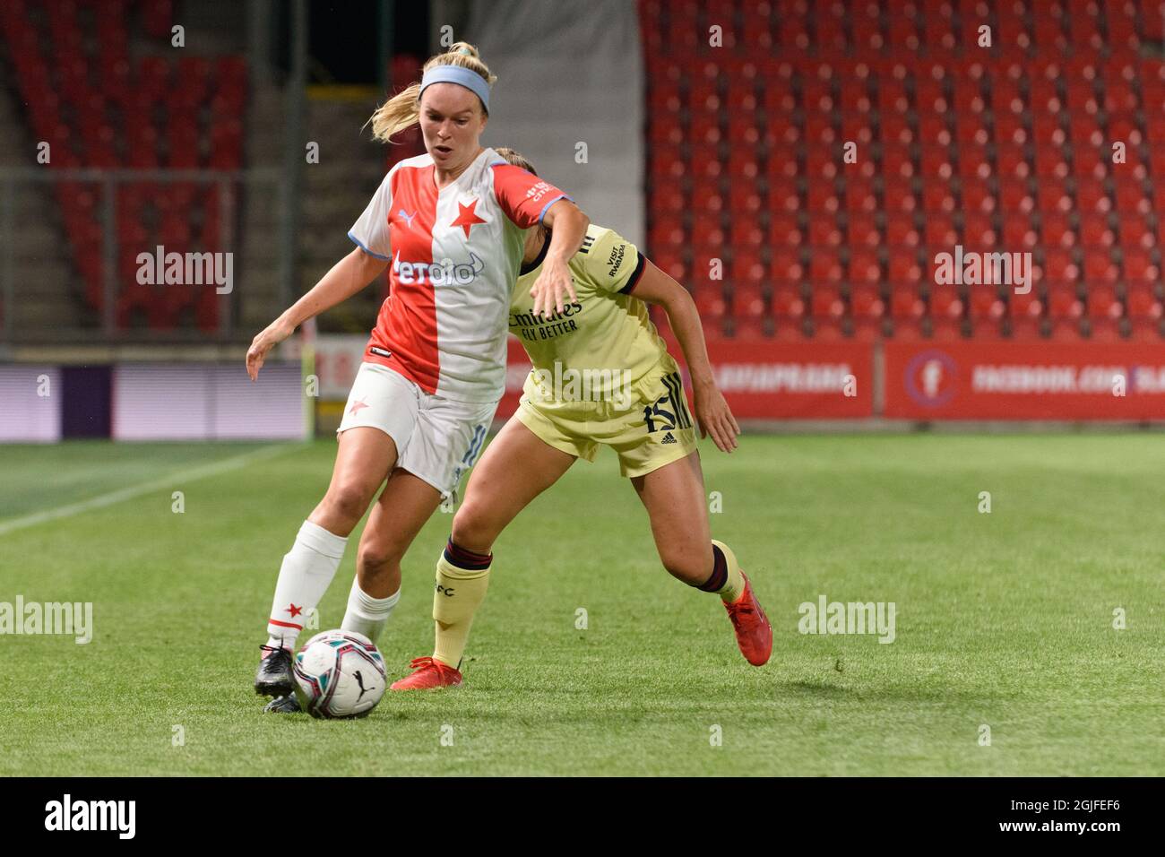 Franny Cerna (11 Slavia Prague) and Klara Duchackova (19 Sparta Prague)  during the I. liga Zeny match between Sparta Prague and Slavia Prague at  Letna Stadium, Czech Republic. (Sven Beyrich/SPP) Credit: SPP