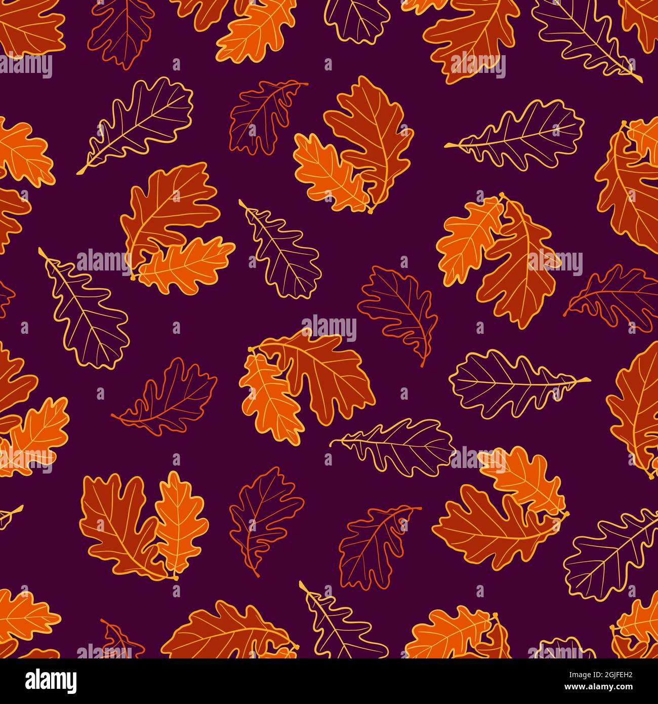 Vector seamless pattern of bright oak leaves. Ideal for wallpaper ...