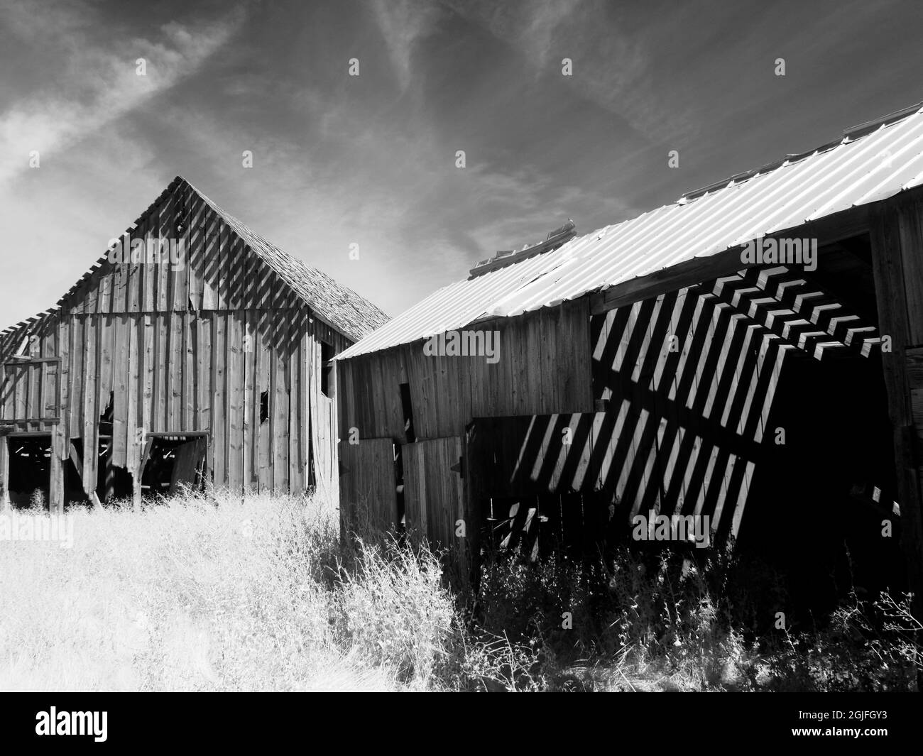 Old barns and shadows Stock Photo Alamy