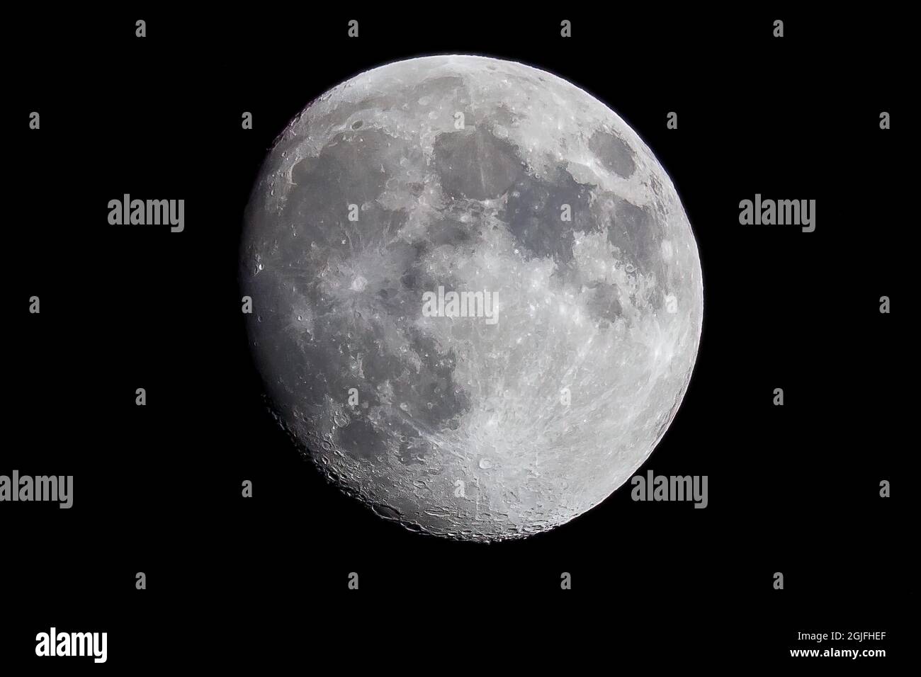 Close up of the Moon in the night sky from the UK December 2011 Stock Photo