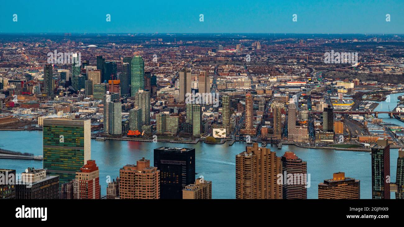 A picture of the buildings in Queens at early evening. Stock Photo